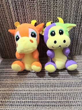 Plush Dragon  Bull Toy - Orange and Purple Soft Cuddly world plush